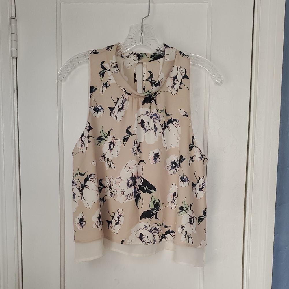 Floral Sleeveless Top - Cream